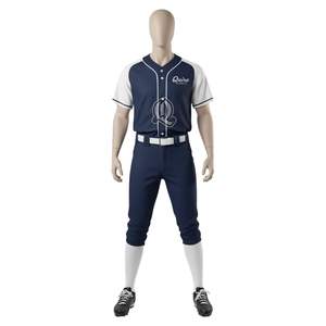 Ensemble d'uniformes de baseball bleu marine et blancs personnalisés en polyester respirant Vêtements d'équipe classiques pour adultes et jeunes - Product Image 1