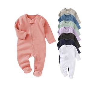 Barboteuse pour bébé en coton biologique avec pied et fermeture éclair Conception confortable pour tout-petits garçons Approvisionnement en vrac économique - Product Image 1