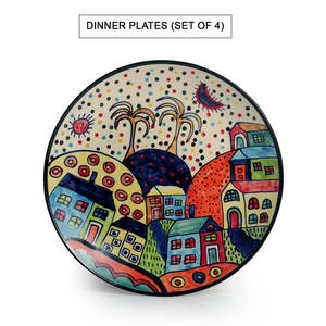 Assiettes à dîner en céramique «Hut Dining» peintes à la main Vaisselle en porcelaine de luxe design Katoris Ensemble de 8 pièces de service pour 4 - Product Image 5