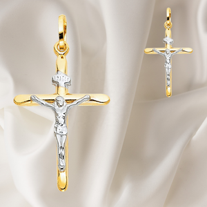 Logotipo personalizable, colgante de Cruz de Jesús Chapado en dos tonos a la moda, resistente al agua, aleación sin deslustre, Diamante de cobre de latón cristiano clásico - Product Image 6