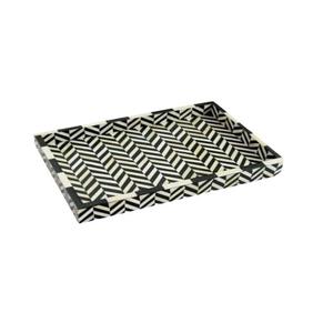 Marvelous Design Bone Inlay Food <b>Serving</b> <b>Tray</b> With Premium Quality <b>Black</b>/White Geometric Pattern Snacks Tea Coffee <b>Serving</b> <b>Tray</b> - Product Image 1
