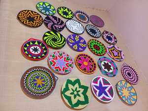 Set de pintura de discos de madera artesanales de 35 cm de diámetro, incluye diseño de mandala para posavasos, tablero de manualidades DIY, rafia y patrón de dibujos animados - Product Image 2