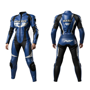 Traje de motocicleta con cierre de cremallera y cuello levantado de cuero genuino para mujer de alta calidad, ropa de primavera y otoño, trajes de cuero para motocicleta - Product Image 1