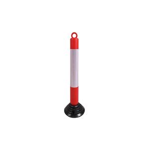 Poteau de délimitation routière flexible en PVC rouge avec collier réfléchissant, qualité ingénieur, structure alvéolée, 79 x 10 cm, base en HDPE - Product Image 1