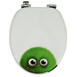 Copriwater universale in MDF bianco con chiusura a frizione confezione in spugna verde fantasia - Product Image 1