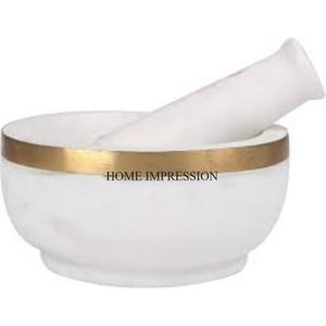 100% White <b>Marble</b> Made Luxurious Quality Round Shape Mortat <b>and</b> <b>Pestle</b> Kitchenware Herb <b>and</b> Spices Premium Tools Supplies - Product Image 2