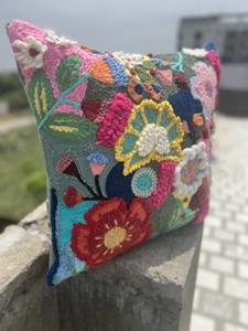 Beaded <b>Cushion</b> Latest Design Handmade <b>Indian</b> Designer Beads Stitching Patchwork <b>Cushions</b> Solid Multi Color Pillow Office Pillow - Product Image 3