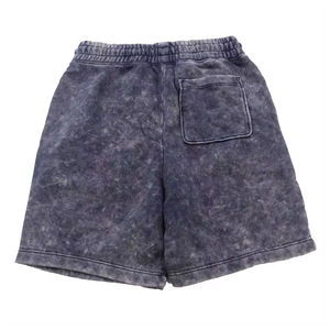 Lavage à l'acide Shorts hommes confortable décontracté XS taille tissu éponge Vintage motif décoration Simple conception unie vente hommes Shorts - Product Image 6