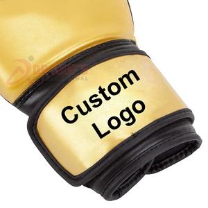 Guantes de boxeo de piel de vaca dorados con logotipo profesional personalizado para entrenamiento al aire libre y competición guantes deportivos impermeables - Product Image 5