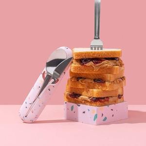 Mini ensemble de couverts de salle à manger léger avec boîte rose comprenant un couteau cuillère fourchette idéal pour les voyages, le travail scolaire et les voyages de camping - Product Image 3