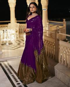 Indian Designer Sequence <b>Saree</b> / Sari <b>for</b> <b>Women</b> Latest Designer Sequence Sarees Indian Sequins Sarees Party Wear Wedding - Product Image 4
