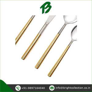 <b>Set</b> of 4 Piece <b>Cutlery</b> <b>Set</b> Best Quality <b>Gold</b> Handle Stainless Steel Dinnerware <b>Cutlery</b> <b>Set</b> Available at Affordable Market Price - Product Image 2