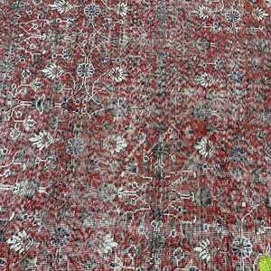 พรมตุรกีขนาด 4.1x7.9 ฟุต พรมวินเทจ พรมลายจุดสีแดงทำจากขนสัตว์ - Product Image 5