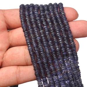 Perles de pierres précieuses en forme de pneu Heishi lisse Iolite naturelle 4-5mm perles d'espacement en vrac pour la fabrication de bijoux du fabricant en vrac 16" - Product Image 4