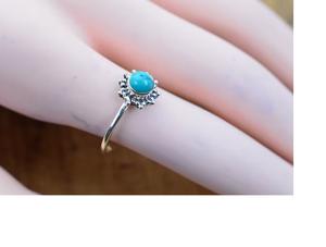 แหวนพลอยรูปดอกไม้สีฟ้าคราม925สำหรับผู้หญิง - Product Image 4