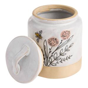 Tarro de Almacenamiento Decorativo de Cerámica con Tapa, Diseño Floral de Abeja, Recipiente Hermético para Cocina, Organizador Elegante para Té - Product Image 2