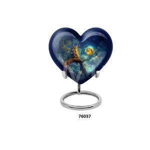 Vente chaude Unique Petit Souvenir Coeur Hibou Crémation Adulte Urne Pour Cendres Humaines Avec Support et Sac En Velours Gratuit - Product Image 6