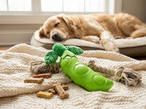 Ledu Squeaky Pea Pod – Jouet à mâcher pour chien en caoutchouc résistant - Product Image 4