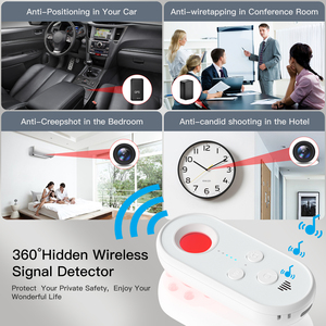 Détecteur de caméra cachée Mini LED détecteur de caméra Anti-espion GPS détecteur de Signal sans fil Finder alarme de Vibration Anti-voleur - Product Image 5
