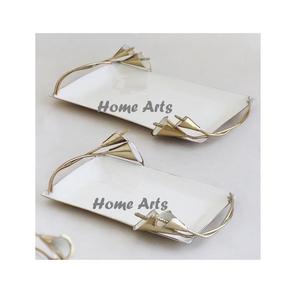 Conjunto de 3 bandejas para servir comida de forma ovalada, nuevo diseño, bandeja de aluminio para servir té y café para proveedor mayorista - Product Image 3