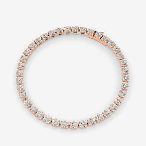 Bracelet tennis classique opalescent de haute qualité, 15 carats, avec diamants ronds cultivés en laboratoire EF-VVS2, en or rose 14 carats, pour occasions spéciales - Product Image 3