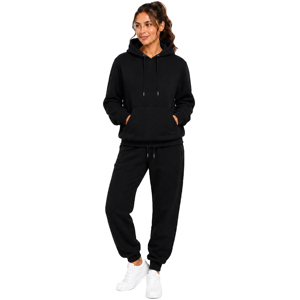 Womens Soft Fleece Cotton Blend Regular Fit Casual Solid Woven Comfortable Pullover Hoodie & Sweatpants Jogging <b>Set</b> All Seasons - Product Image 1