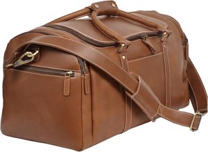 Bolsa de lona de cuero hecha a mano duradera al por mayor de cuero genuino para hombre viaje fin de semana durante la noche gimnasio bolsa de mano - Product Image 4