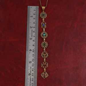Nouveau collier en laiton pour femmes, plaqué argent et or, pendentif 7 chakras, pendentif plaqué or pour femmes et filles - Product Image 3
