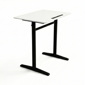 Modern Height <b>Adjustable</b> School Desk Wood Top Black Metal Frame Minimalist Design Study Furniture for Students ARSU 2-Year - Product Image 2