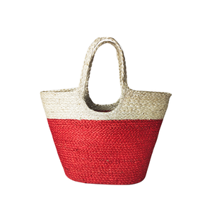 Sac fourre-tout en jonc de mer en jute décontracté fait à la main pour femmes sac de plage en paille de plante tissé à couture durable à deux sangles pour les voyages de vacances d'été - Product Image 2