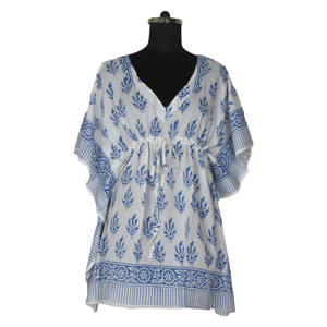 Bloc imprimé sans manches Maxi coton indien Maxi robes pour femmes KFCS133 coton été Maxi robe 100% organique porter concepteur - Product Image 1