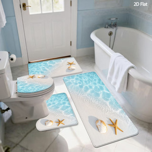 Custom Printed Printed <b>Bathroom</b> Rug <b>Set</b> for <b>Bathroom</b> Non-Slip Shower Curtain Bath <b>Mat</b> - Product Image 6