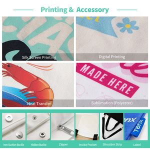 Bolsos de mano personalizados de alta calidad con patrón geométrico de algodón 100% reutilizables para mujer para compras en la playa y uso de regalos - Product Image 4