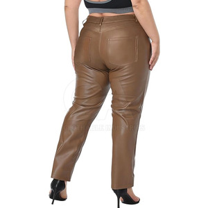 Vêtements en gros Pantalon en cuir taille haute couleur personnalisée pour femmes Pantalon en cuir pour femmes Mode automne hiver - Product Image 3