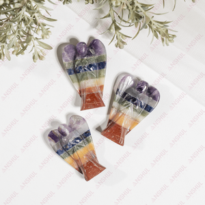 Wholesale Multicolor Carved 7 <b>Chakra</b> 2" Gemstone Angels Bonded Natural Polished Healing <b>Crystal</b> For Decoration Meditation - Product Image 6