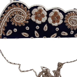 กระเป๋าคลัทช์งาน Zari ทำด้วยมือมาใหม่กระเป๋าถือแฟชั่นประดับหินกระเป๋าหนังแท้สำหรับผู้หญิงสินค้าส่งออก - Product Image 1