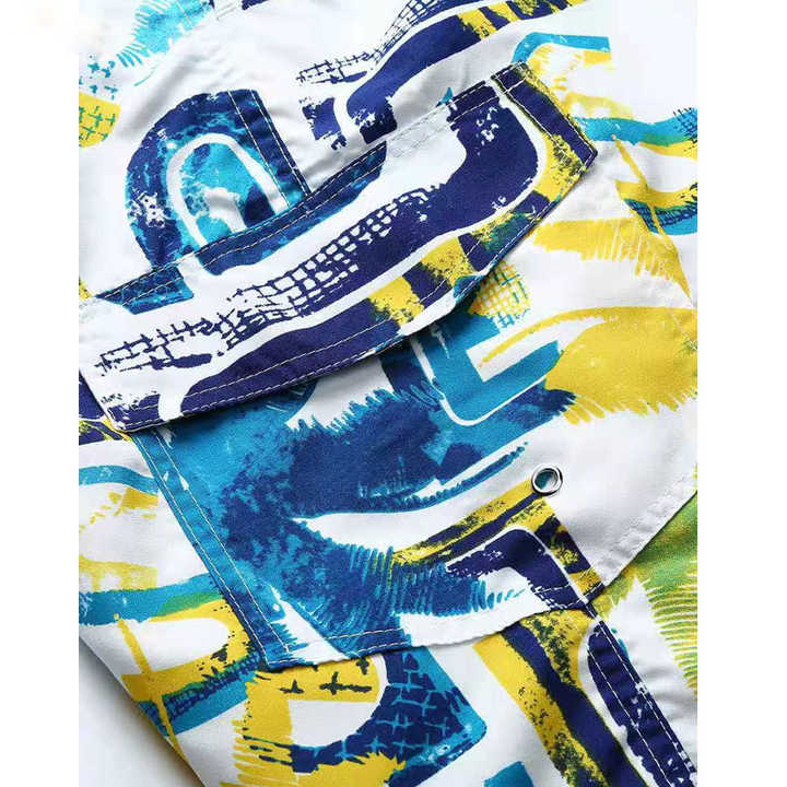 New Trendy Comfort Elastic Waistband Drawstring Coll Look Quick Dry Beach Men's Shorts