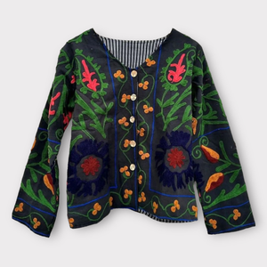 Veste indienne en coton Suzani faite à la main Veste courte brodée à la main Manteau unisexe Veste courte Suzani faite à la main - Product Image 2