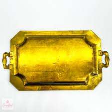 อาหารเย็นทองเหลืองถาดรองเสิร์ฟอาหารเช้าถาดทองเหลืองสี่เหลี่ยมอุปกรณ์ตกแต่งสวยงามสำหรับการเสิร์ฟของตกแต่งห้องครัว - Product Image 3