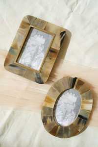 Marco de fotos con incrustaciones de hueso de cuerno de brillo Natural marrón personalizable, imagen de madera de hierro con borde de mosaico de cuerno de imitación, incrustaciones de hueso de resina - Product Image 5