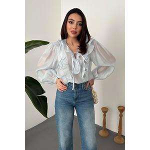 Blusa Azul con Volantes - Azul - Product Image 1