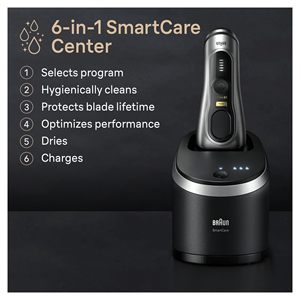 Rasoir électrique intelligent pour homme, Wet/Dry, avec 5 éléments de rasage et support de charge, rasoir rotatif étanche IPX7 - Product Image 5
