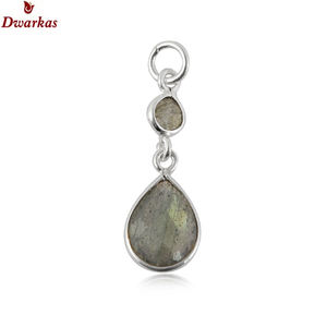 Calcédoine bleue en argent sterling 925 avec pierre naturelle Ensemble de pendentifs avec lunette artisanale en forme de poire - Product Image 2