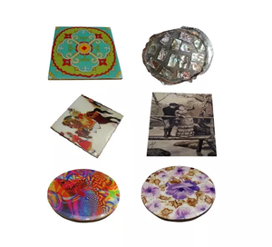 Different Style Shape & Design Wooden & Resin Enamel Print Tea Cup <b>Mats</b> Pads Modern Style Household Dinnerware Glass Coaster - Product Image 1