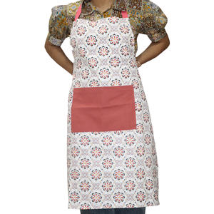 Delantales de algodón con estampado de diseño personalizado para delantales de cocina cómodos y a la moda, proveedor indio - Product Image 1