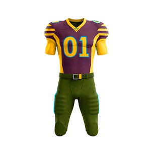 Ensembles d'uniformes de football américain personnalisés, fabrication en gros, vêtements de sport par sublimation, tissu 100% polyester doux et respirant - Product Image 2
