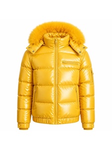 Men's Casual Winter Windproof & Breathable Matte Shiny Puffer Jacket with Zipper Closure and <b>Fur</b> <b>Trim</b> - Product Image 3