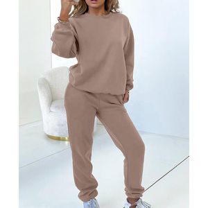 Logo personnalisé grande taille tenue décontracté mode 2 pièces à capuche ensemble survêtement sweat pantalon de survêtement survêtement pour femmes - Product Image 3