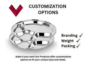 Assiette compartimentée ronde en acier inoxydable de qualité supérieure, 4 en 1, avec 4 sections, assiette à dîner pour les mariages et les cadeaux - Product Image 3