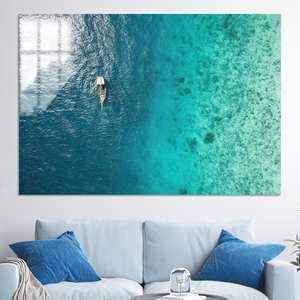 Impression sur verre de paysage marin - Grande toile d'art océanique pour la décoration intérieure, Verre - Product Image 1